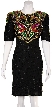 Round neck Short Cocktail Dress with Floral Pattern