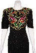 Round neck Short Cocktail Dress with Floral Pattern — in close-up