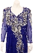 Long Sleeves Fully Beaded Evening Gown with Keyhole Back  — in closeup