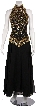 A-Line Halter Neck Beaded Dress. — in Black/Gold
