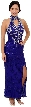 Turtle Neck with Keyhole Long Beaded Formal Dress