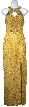 Round Halter Neck Cocktail Dress — in Gold
