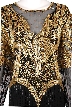 Fully Beaded Long Sleeved Formal Evening Dress — in closeup