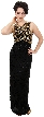 Sleeveless Long Formal Dress with Wrap Style Beaded Bodice