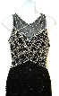 Sleeveless Formal Cocktail Dress with Silver Bodice Design — in close up