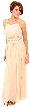 Long Formal Dress with Crossed Back & Beaded Belt 