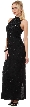 Turtle Neck Sequins Bodice Long Beaded Formal Dress