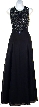 A-line Full Length Formal Dress with Beaded Bodice — in Navy