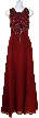 A-line Silk Chiffon Formal Dress with Beaded Bodice  — in Burgundy