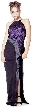 Satin Beaded Long  Formal Dress — in Black/Purple color