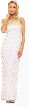 Crossed Front Diagonal Beadwork Formal Beaded Dress — in Ivory/Gold