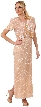 Short Sleeves Long Sequined Formal Mother of the Bride Dress
