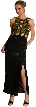 Sequined Long Gown with Keyholes & Stylish Back — in Black/Gold