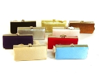 Metal Frame Shiny Satin Evening Bag
