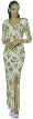 Multiple Floral Long Sleeved Formal Dress