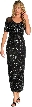Half Sleeves Sequined Formal Evening Dress — in Black/Silver
