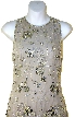 Floral Bead Sleeveless Dress — in Gray/Silver closeup