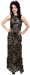 Floral Black Beaded Silk Formal Dress — in Black/Nude
