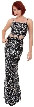 Spaghetti Straps Sequined Long Dress with Keyhole Waist — in Black/Silver