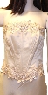 Floral Design on Criss Crossed Formal Dress  — in close up