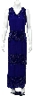 V-neck Sleeveless Full Length Beaded Formal Dress
