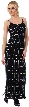 Geometric Beaded Pattern U-Neck Long Formal Dress