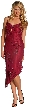 Asymmetric Beaded Formal Dress  — in Burgundy