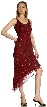 U-Neck Beaded Cocktail Party Dress with Asymmetric Hem  — in Burgundy alternative view