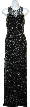 Sleeveless Formal Evening Dress with Exquisite Mesh design — in Black/Silver