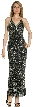 V-Neck Fully Beaded Crossed Back Cocktail Dress