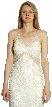 V-Neck Fully Beaded Crossed Back Cocktail Dress — in Ivory closeup