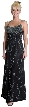 A-line Spaghetti Straps Floral Beaded Cocktail Dress — in Black/White