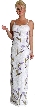 square Neck Beaded Evening Dress with Painted Tulips