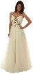 A-Line Organza Long Formal Prom Dress with Beading 