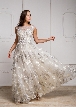 Floral & Embroidered Full Length Prom Gown — in Silver
