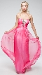 Strapless Two Tone Long Formal Prom Dress with Rhinestones — in Fuchsia