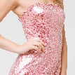 Strapless Metallic Bodice Short Dress with Tiered Hem  — in alternative picture