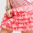 Strapless Metallic Bodice Short Dress with Tiered Hem  — in an alternative picture