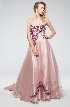 Strapless Floral Pattern Satin & Mesh Prom Ball Gown