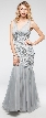 Bejeweled Lace Bodice Mermaid Skirt Long Formal Prom Gown — in Silver