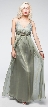Deep V-Neck Braided Straps Long Formal Prom Dress — in Olive Green