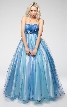 Strapless Mesh Puffy Formal Prom Gown with Beaded Waist