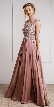 Embellished Sheer Top Long Prom Pageant Satin Dress