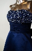 Bridal Satin Strapless Cocktail dress with beaded bodice  — in Navy