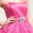 Strapless Satin Bust Party Dress with Shiny Mesh Skirt — in alternative picture