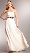 Strapless Long Formal Dress with Pleating & Belt — in Beige