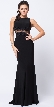 Lace Accent Sheer Waist Long Formal Evening Jersey Dress