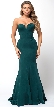 Classic Strapless Mermaid Cut Fit-N-Flare Long Prom Dress — in Emerald Green