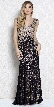 Gold Lace Accent Artistic Pattern Long Prom Pageant Dress
