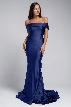 Off Shoulder Fitted Prom Gown — in Navy